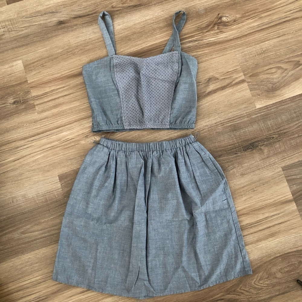 Xhilaration chambray 2 piece skirt set size small